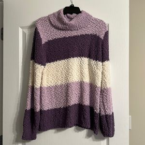 Zenana Popcorn Colorblock Sweater-Lavender